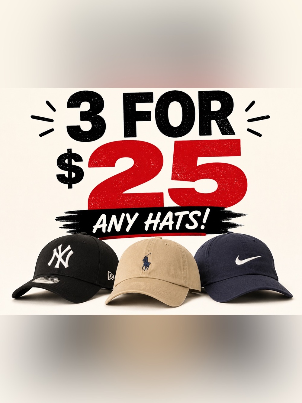 Bundle Offer 3 Hats for $25 – Any Hats!